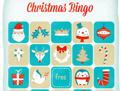 Christmas Bingo bingo christmas crown dove gift icons illustration peace star