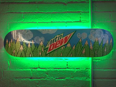 Mountain Dew Skateboard Neon Sign clouds hand drawn mountain dew mountains neon sign skateboard