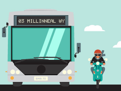 Fun Illustrations 3 bus goggles helmet illustration moped person