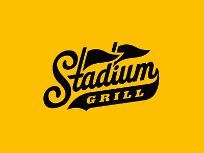 Stadium Grill basketball football penant script sports stadium