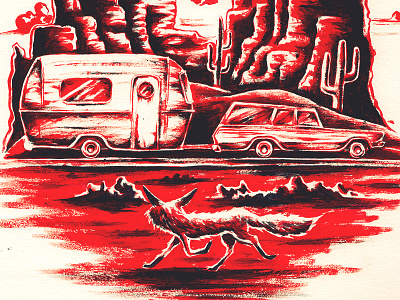 Roadtrip acrylics brush illustration painting