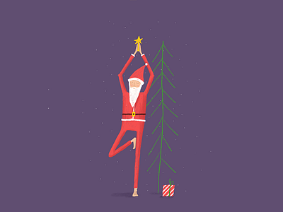 Santasana. Хmas tree asana card gift greeting illustration new tree xmas year yoga