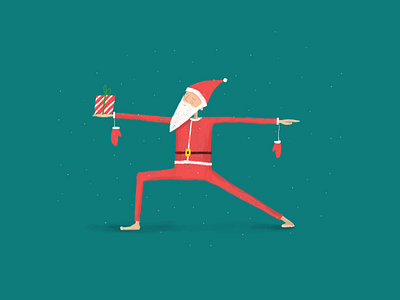 virasantasana 2 asana card christmas gift illustration new postcard year yoga