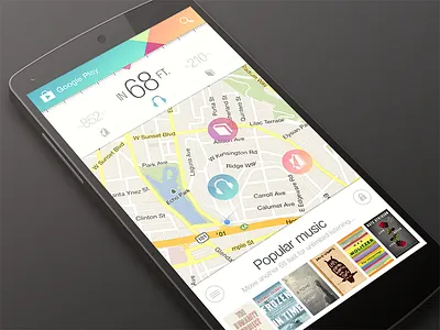 Play Anything Live android design flat google map music ui
