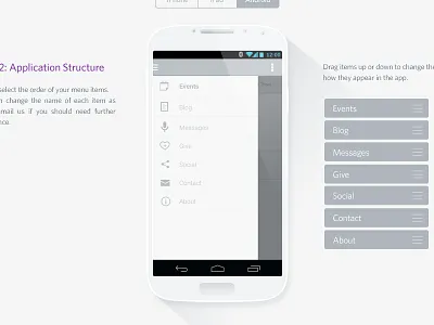 Step 2: Application Structure android app clean cms design flat setup ui walkthrough wizard