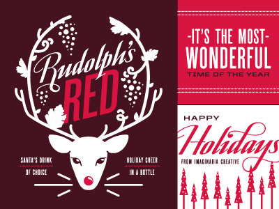 Holiday Play christmas holiday illustration red rudolph script typography wine