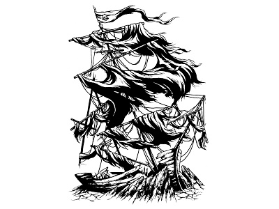 Temptation Shipwreck black and white illustration print shipwreck temptation tshirt