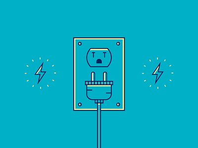 Sparks! blue cord electricity icons illustration lightning bolt outlet plug power simple spark wall