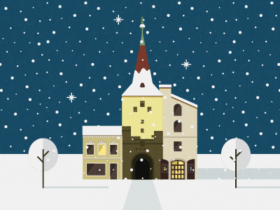 Town Gate christmas gate illustration winter