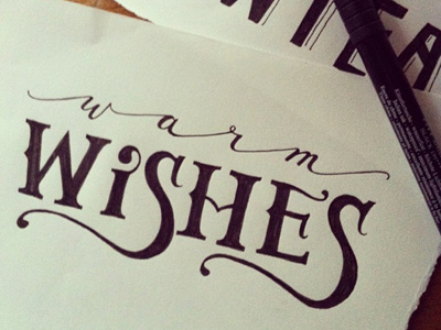 Warm Wishes holiday lettering sketch