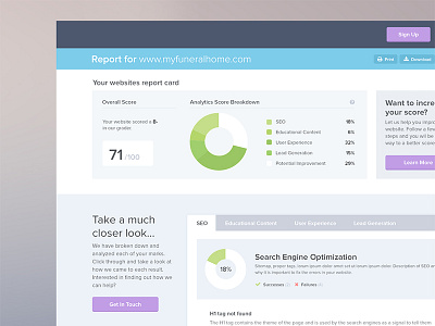 Reports Page analytics dashbord flat graph seo web app website