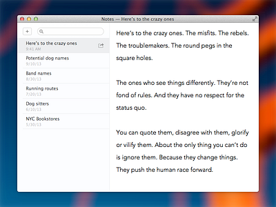 Notes Mockup (OS X) mavericks notes os x