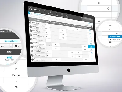 Canvas Gradebook Concept blue highlight canvas dashboard flat design gradebook grays