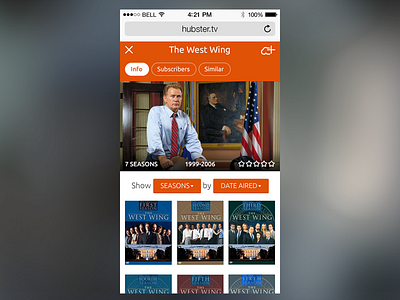 TV show mobile page - Hubster.tv ios 7 mobile tv