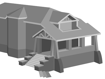 Community House - WIP #2 architecture building craftsman illustration porch roof steps vector