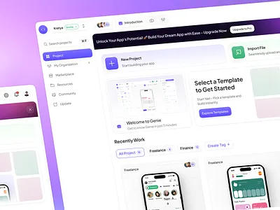 Genie - App Builder [Project] app builder clean dashboard ui ux