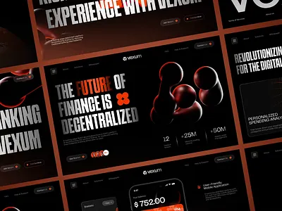 Vexum : Defi Platform - Website Landing Page 3d 3d design animation brand branding dark defi finance home page interaction design landing page landing page animation modern motion graphics ui uix web design web3 web3 website website