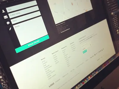 Footer And Contact clean contact flat footer landing ui ux webdesign