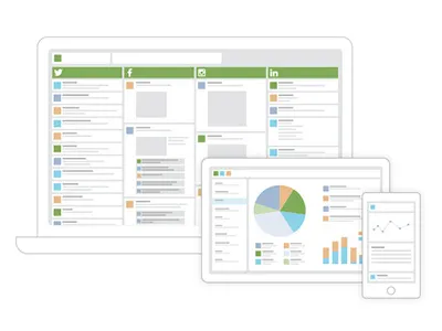 Dash 1 dashboard hootsuite illustration laptop phone simplify tablet tech