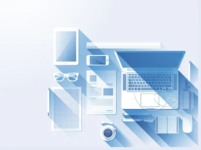 My blu Office N°2 blu geometry graphics illustration illustrator longshadow web