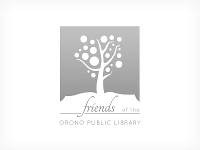 Friends of the Orono Public Library Logo book graphic design illustrator library logo tree typography