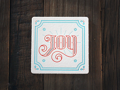 Joy christmas coaster custom type handlettering holiday holiday card joy letterpress type