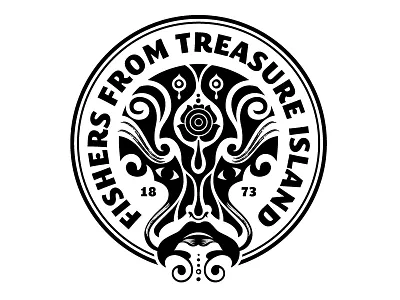 Fishers black and white design face fisher logo