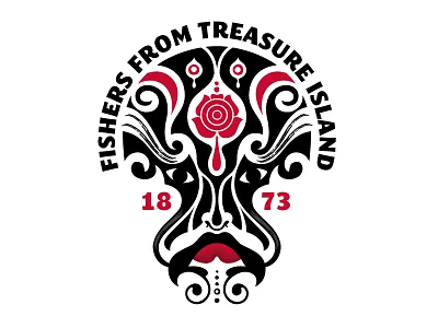 Fishers black and white design face fisher logo