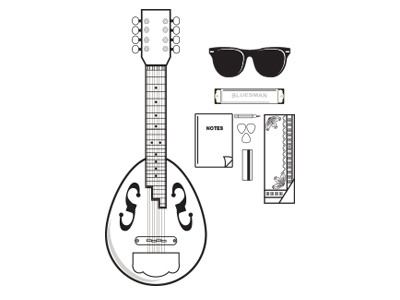 Things to remember black and white illustration logos music