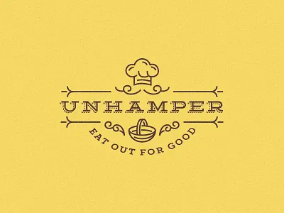 Chef basket chef flat hamper logo mark picnic simple