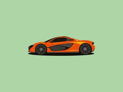 Mclaren P1 auto cars flat illustration milkshake orange