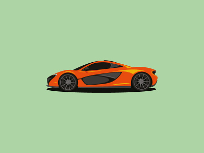 Mclaren P1 auto cars flat illustration milkshake orange