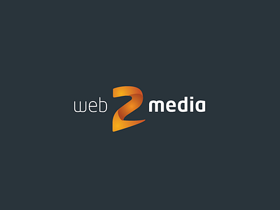 web2media - concept blue color fresh gold logo media simple two web