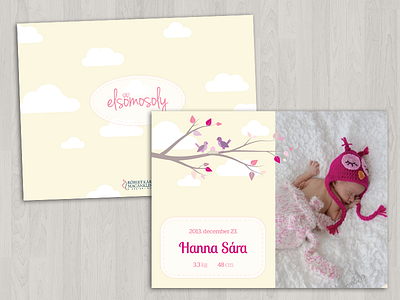 Baby Annucement, V2 baby birds card girl illustration newborn spring vector