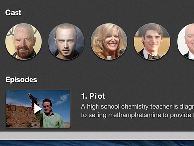 Cast and Episodes tv ui