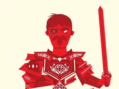 Old Red diamond guy mustache red sword