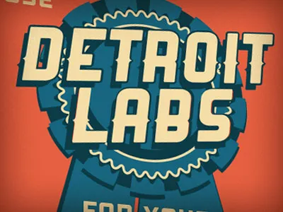 Detroit Labs building sign blue detroit labs ribbon vintage