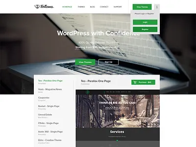 TeoThemes homepage awesome flat green wordpress
