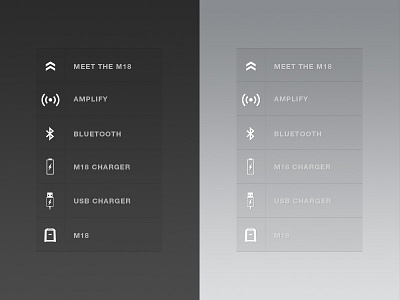M18 Navigation gradients icons navigation opacity transparent