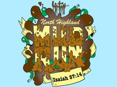 North Highland Church Mud Run church drawing fun logo mud run t shirt