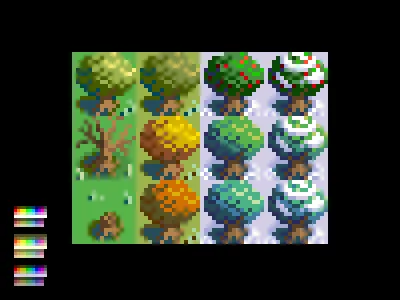 Seasonal Bushes 16 bit 16bit autumn bush fall game pixel seasons summer tiles videogame winter