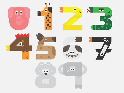 Numerología Animal customtype design diseño illustration ilustración numbers tipografía typography