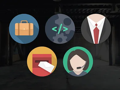 Flat icon bag circle code flat icon mail message service tech tie work