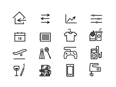 Icons aztec finance food game household icon family icons music settings sport wine