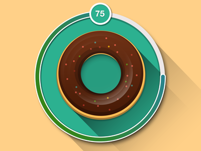 Donut icon donut flat icon long shadow