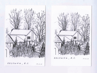 postcards black and white drawing house kelowna postcard