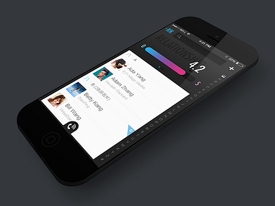 Buddy List UI black blue ios iphone list namecard relationship ui white
