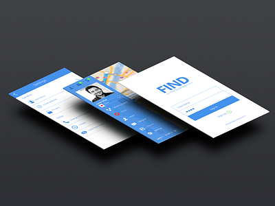 Find app app design flat home ios login map profile profile page settings ui ux