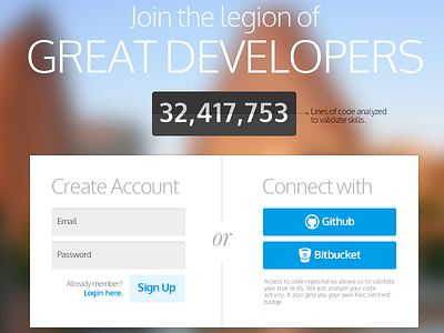 Sign Up bitbucket connect counter form github icon kloc login registration sign up ui ux