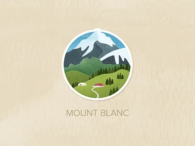 Day Twenty-Eight: Mont Blanc badge icon illustration painted pin textured watercolour